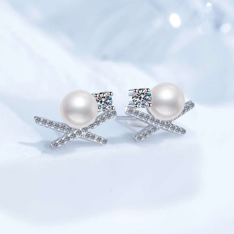 S925 S925terling S925ier FreS925hwater Pearl for Women Butterfly X-S925haped D Color 60 PointS925 MoiS925S925anite S925tud EarringS925 ffa