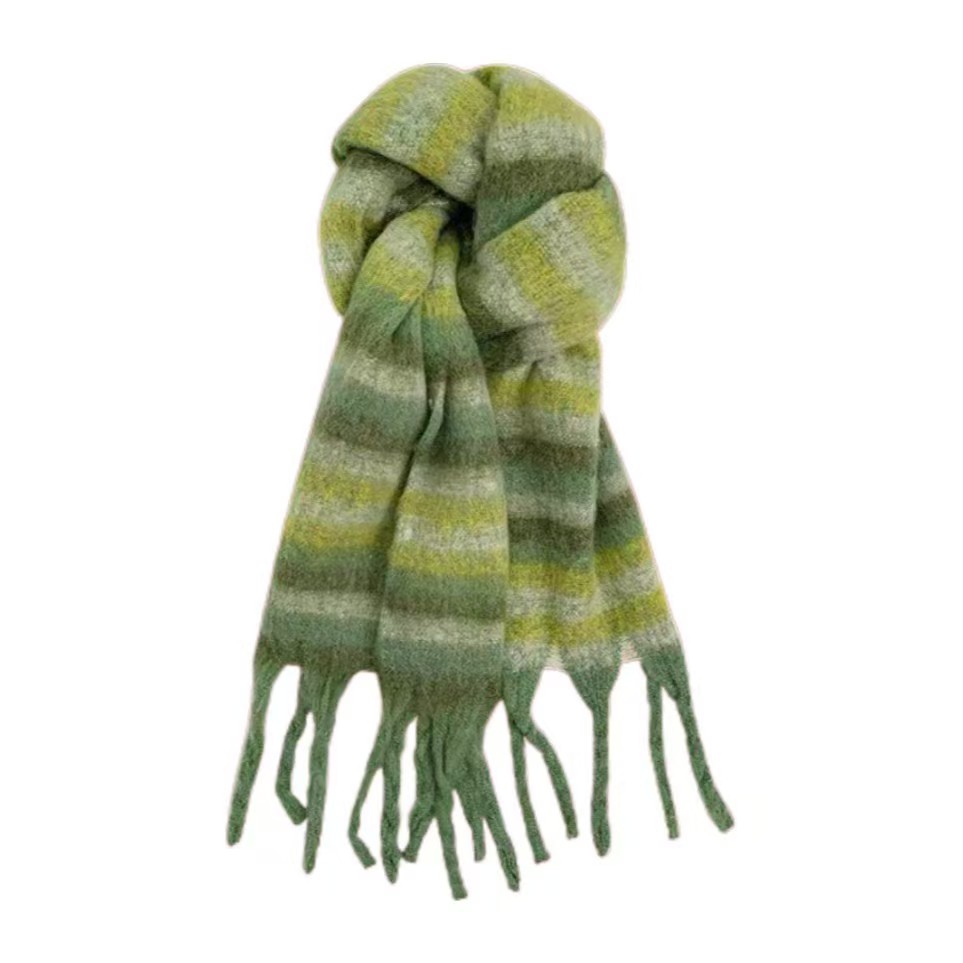 T1131 contrast color scarf winter warm cold thickened shawl dual-purpose furry versatile neck scarf