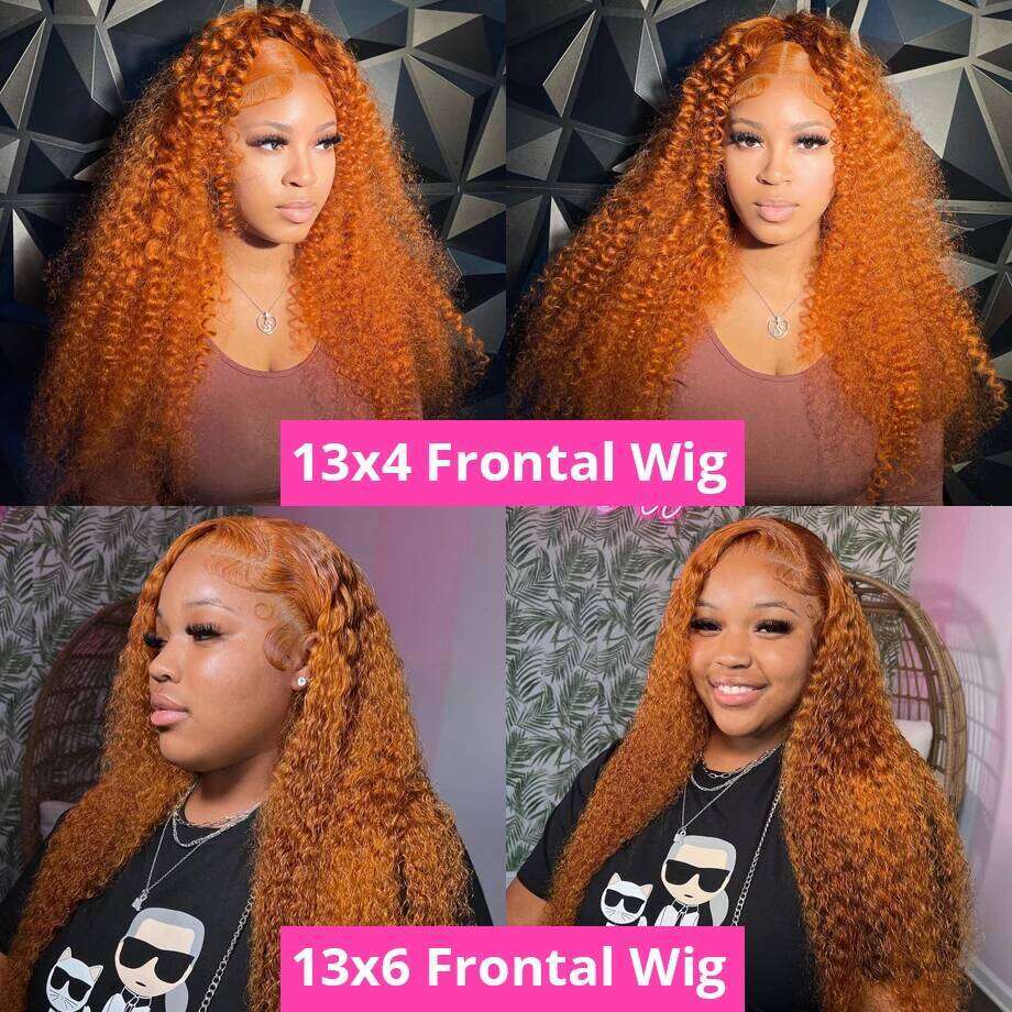 30 Inch Orange Ginger Human Hair Water 13x4 13x6 Hd Lace Deep Wave Frontal Wig Colored Transparent Curly Wigs For Women