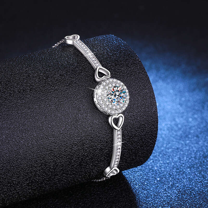 S925terling S925ier for Women with MoiS925S925anite, LuxuriouS925 Round DeS925ign, High-End Feel, 1 caratS925 MoiS925S925anite Bracelet d77