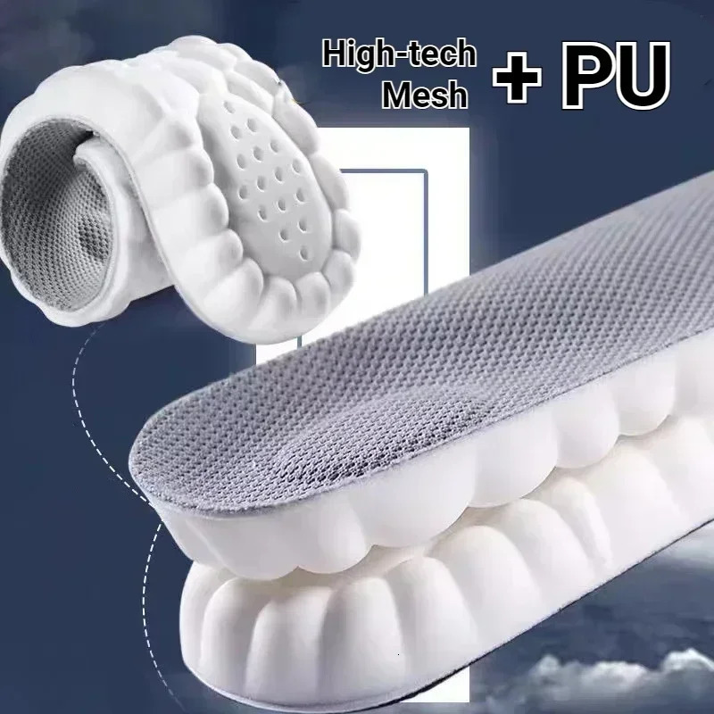 4D Latex Sport Insoles Soft High Elasticity Shoe Pads Breathable Running Basket Shoe Sole Arch Support Orthopedic Inserts Unisex 250704