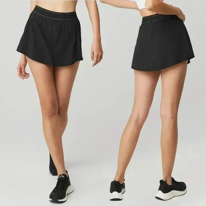 Women's Skirts Accolade Yoga Letter Jacquard Elastic Tennis Skirt Women's Quick-drying Sports With Pocket Running Fitness Casual Skirts