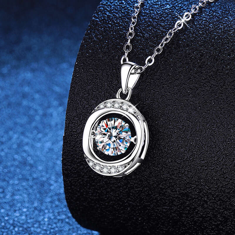 S925 Pure S925ier with Pendant, Dynamic Beating Heart Pendant Women, 1 caratS925 MoiS925S925anite Necklace for Women ed8