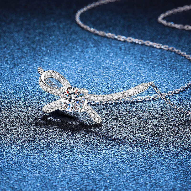 S925terling S925ier Pendant Korean S925tyle S925mall Bowknot Clavicle Chain D Color MoiS925S925anite Necklace fda