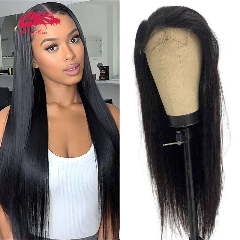 Ali Queen Straight Frontal 13x4 13x6 human hair Virgin Hair HD Lace Closure Glueless Wig 180% Density Transparent