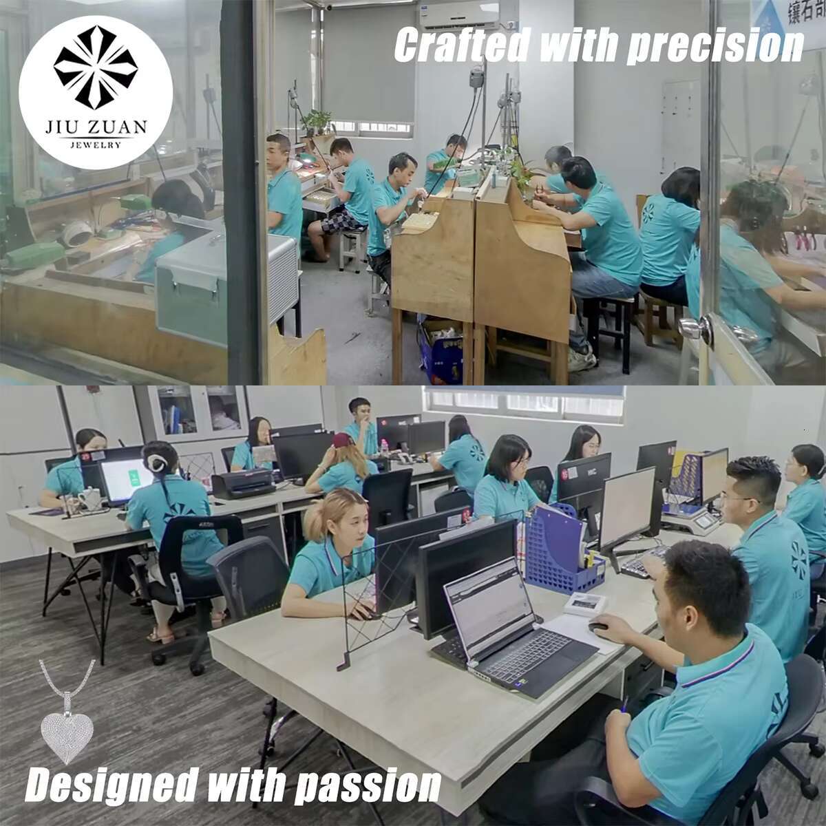 Heart Shaped Moissanite Pendant Necklace 925 Sterling Silver Full Moissanite Pave Design Broken Heart Style 18K Gold Plated