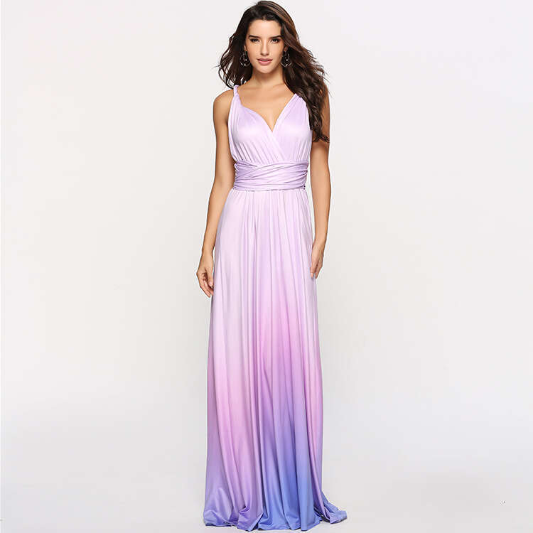 Hot-Selling Design Multi-Way Wear Cross Backless Sexy Tie Gradient Color Long Dress 2025 Elegant Versatile New Trendy Fashion Ins