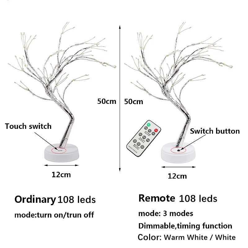 36/108 LED Tree Table Night Light USB Battery Operated Table Lamp Birthday Home Fairy Bedroom Indoor Kids Bar Decoration XJ250703