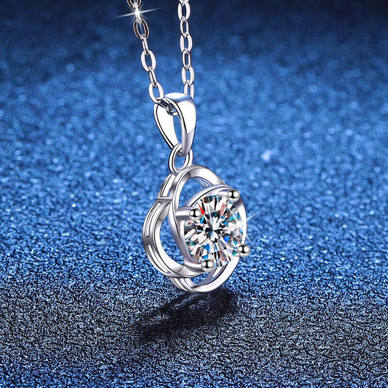 S925 Pure S925ier Pendant for Women Rotating Korean S925tyle 1 caratS925 D Color MoiS925S925anite Valentine'S925 Day Necklace c31