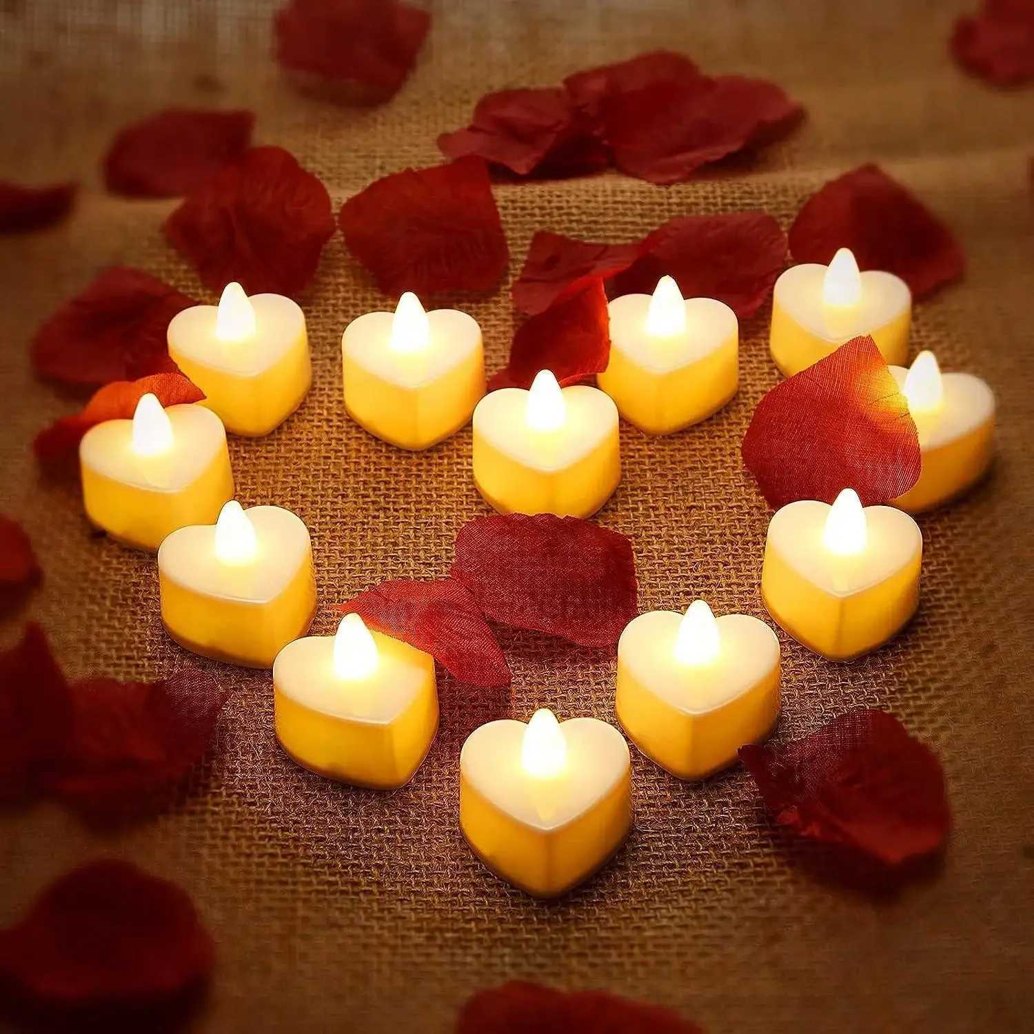 24pcs Heart Shape LED Flameless Tealight Candles Decorations For Romantic Night Valentines Day Wedding Anniversary Or Table D W250704