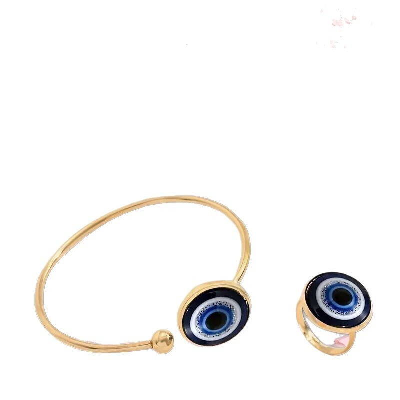 1 Devil's Eye Bracelet and Ring Set Beautiful Exquisite Temu Classic Style