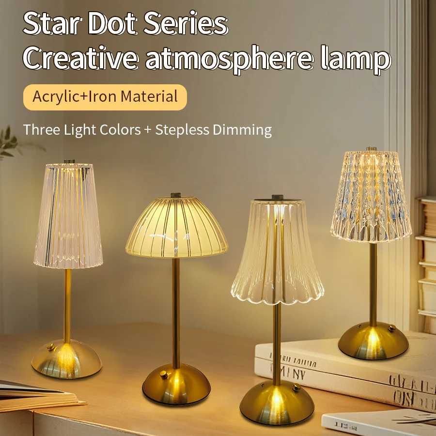 LED Table Lamp Touch Sensor Dimmable Desktop Night Light Rechargeable Wireless Reading Lamp for Hotel Bar Bedroom Decoration Light XJ250703