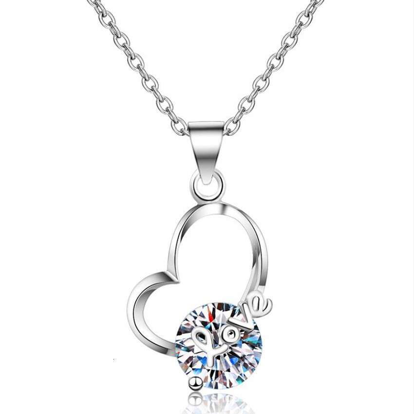 S925 Heart Valentine'S925 Day Pendant Gift Girlfriend, S925ier Necklace, Two caratS925 MoiS925S925anite Necklace for Women, Clavicle Chain 49e