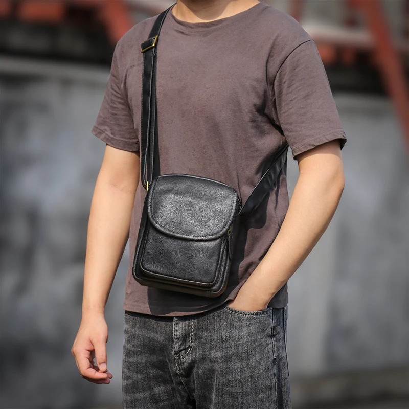 GURO High Quality Head Layer Cowhide Shoulder Bag Mens Genuine Leather Small Crossbody Mans Satchel Daily Mobile Pouch 250628