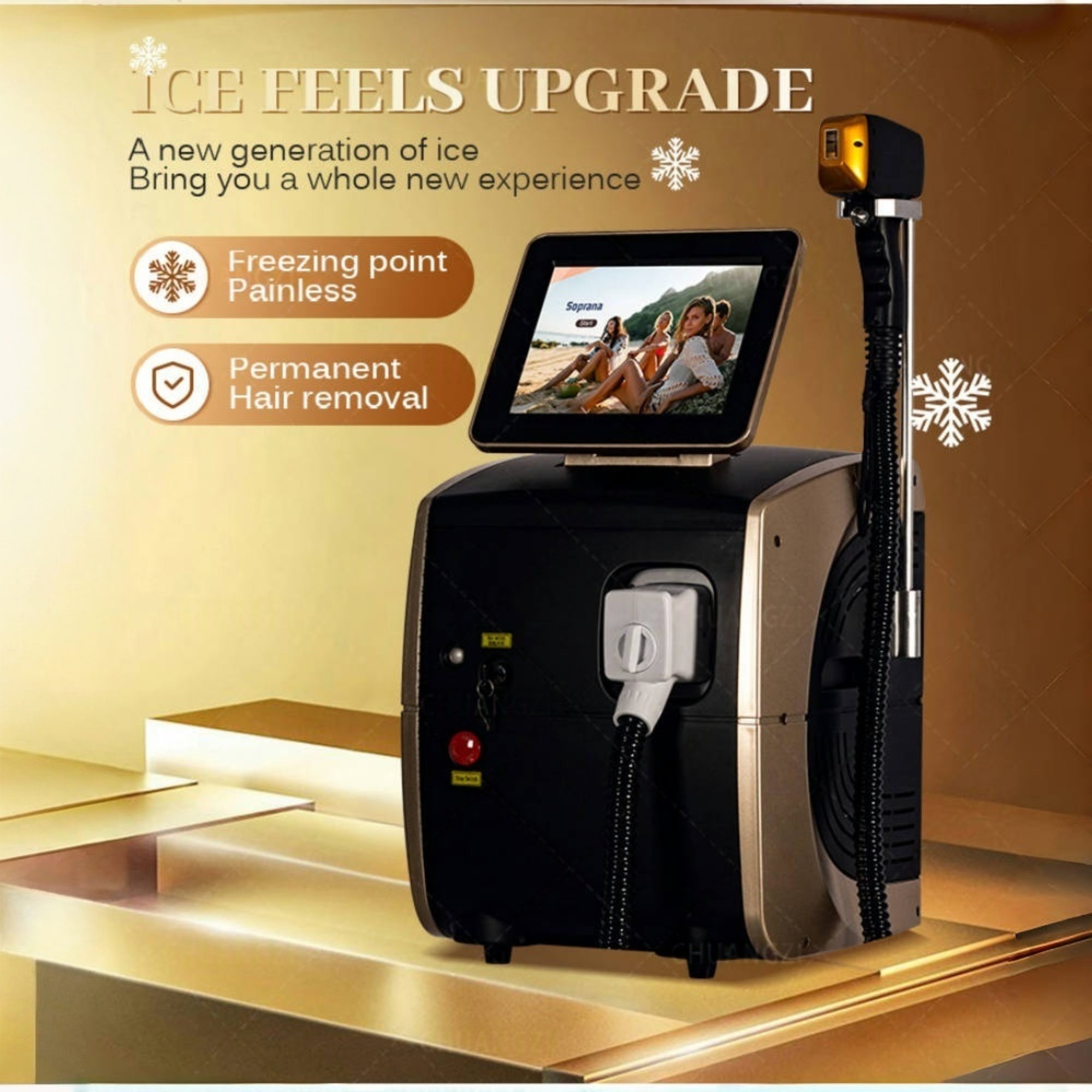 2025 Best Depilator New Ice Platinum Cooling System Skin Care 808nm Diode Laser Hair Removal Machine 3-Wavelength