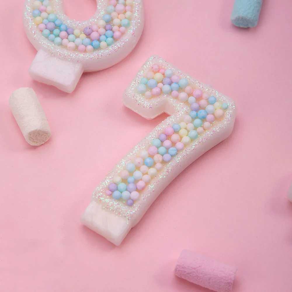 1 Year Childrens Birthday Candle Glitter Colorful White Pearl Original Candles Flameless Birthday Candles for Cakes W250704