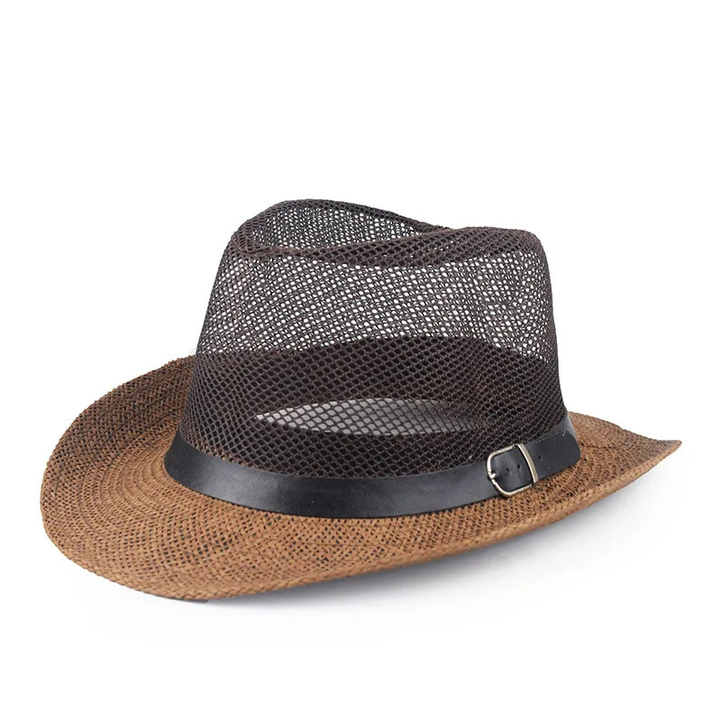 Summer Breathable Mesh Mens Top Hat Middle-aged and Elderly Hat English Jazz Hat Hollow Sun Hats 250701