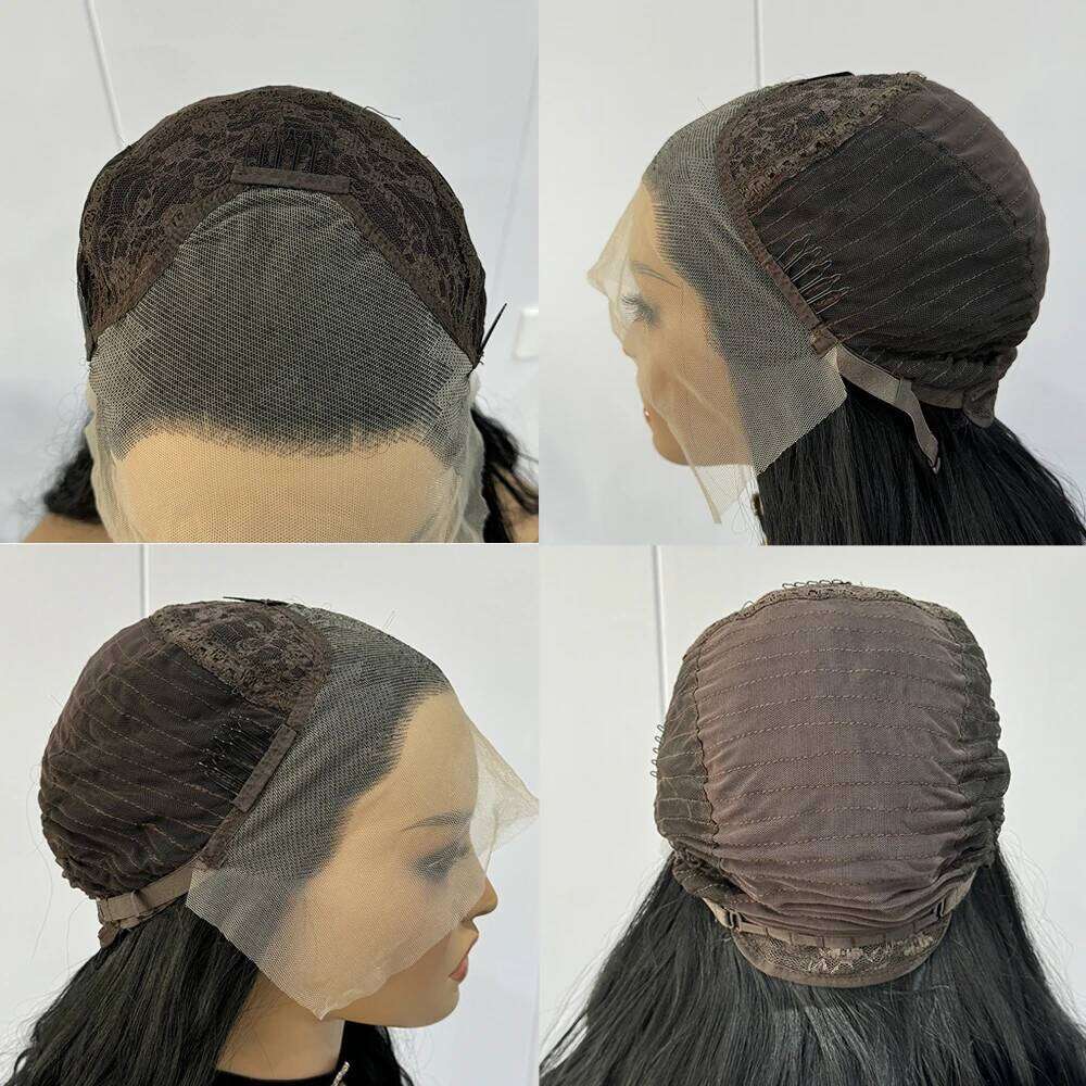 Dark Synthetic Lace Frong Silk Straight Hair Glueless for Women Long Women'S Wigs Cosplay Chocolate Brown Wig