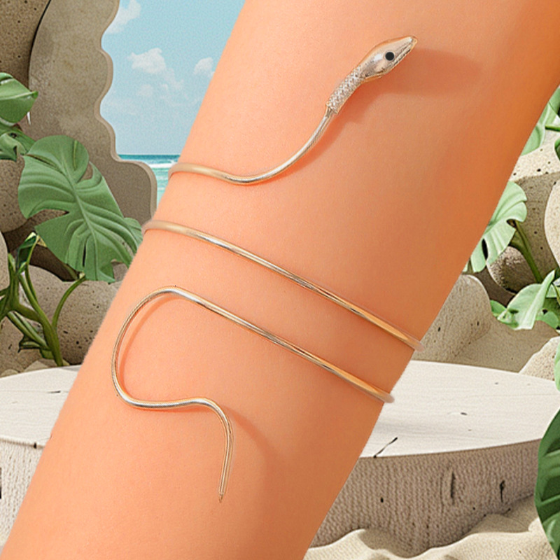 Creative Design New Open Smooth Bracelet Snake Shape V-shaped Upper Arm Jewelry Trendy Personality