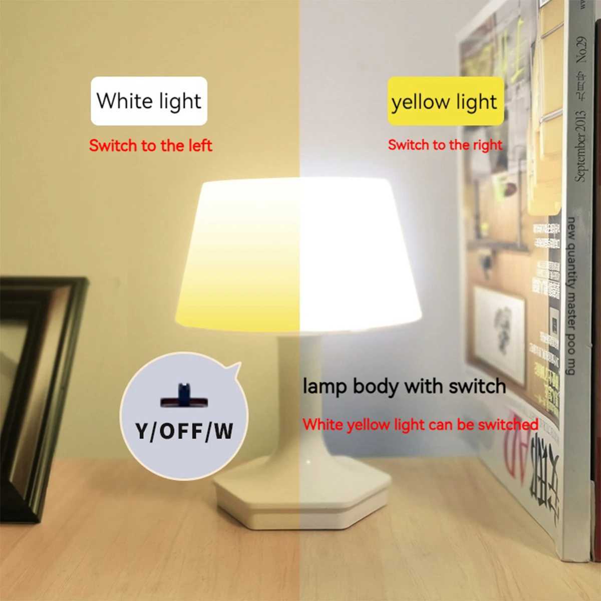 USB Rechargeable Bedside Lamp Two Colors Switch Desk Lamp Night Light Eye Care For Bedroom Study Reading Decoration Table Lamp XJ250703