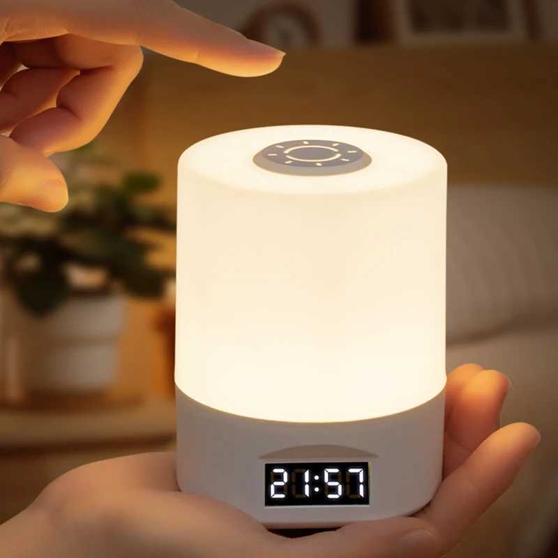 LED Night Light Clock Bedroom Bedside Desk Lamp Touch Baby Feeding Eye Protection Sleep Light Dimmable Charging Touch Desk Lamp XJ250703