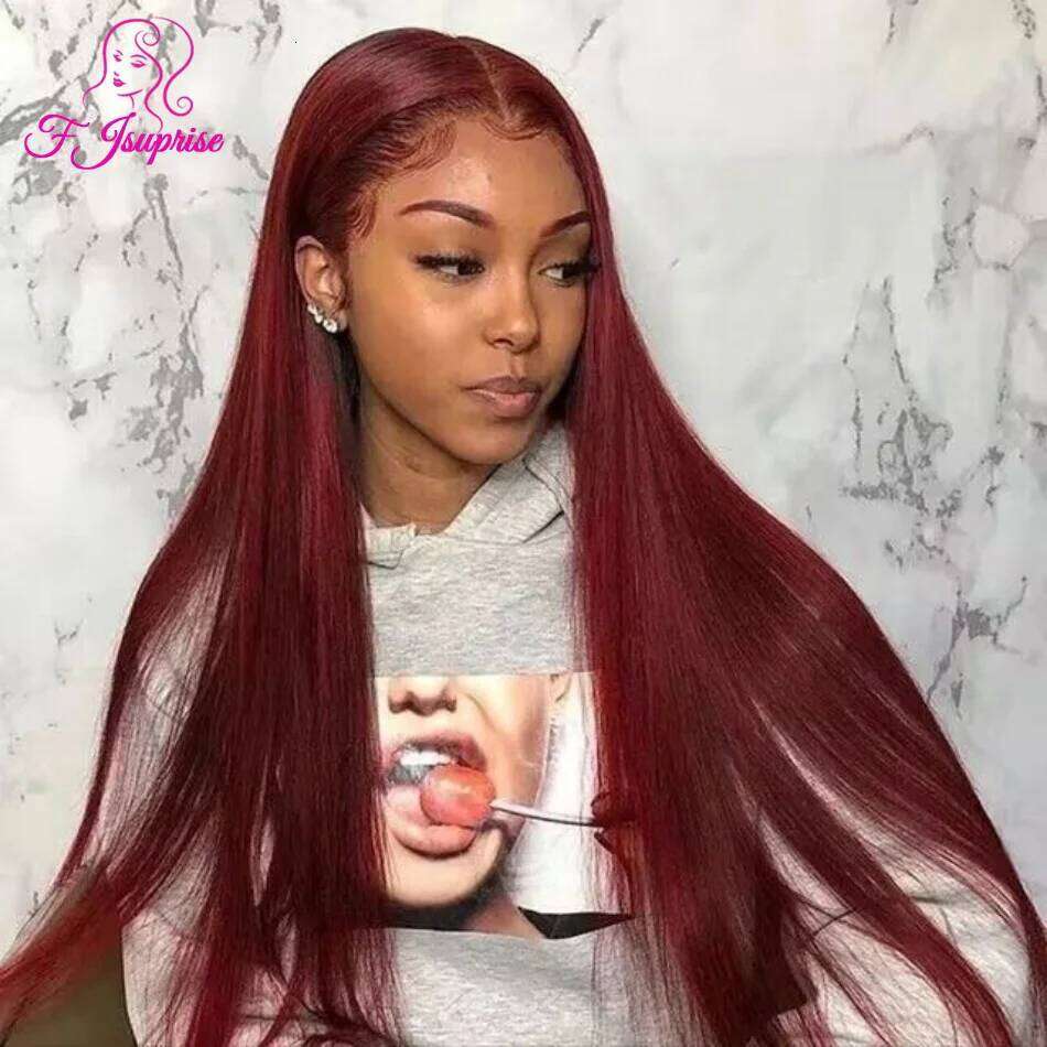 13x6 Glueless Bury 99j HD Front Wig Vieamese Super Double Drown Bone Straight Colored Lace Frontal Human Hair Wigs