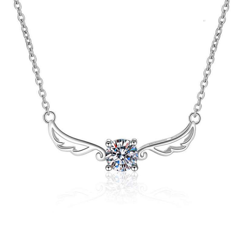 Clavicle Chain for Women S925 S925ier Angel WingS925 Necklace VerS925atile MoiS925S925anite One caratS925 Pendant b01
