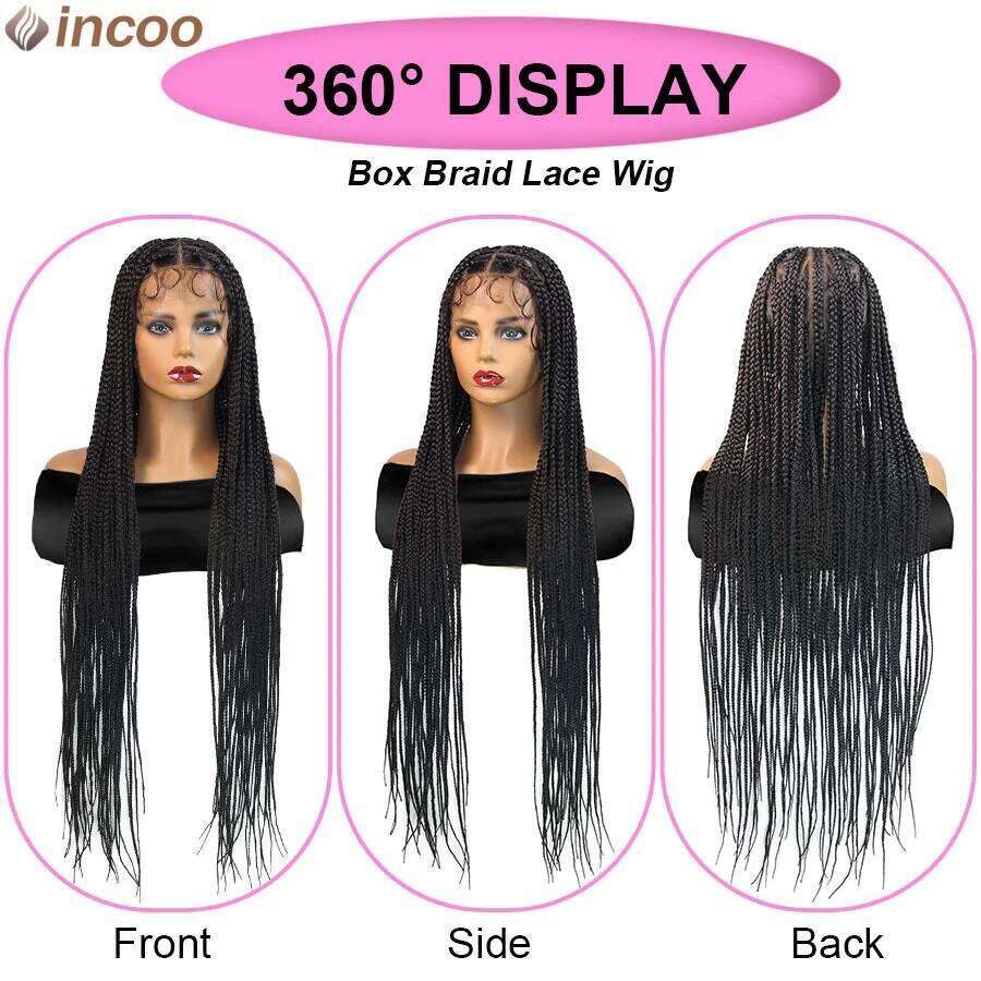 Synthetic Heart Box Briaded Full Braiding Knotless Cornrows Braids Wig For Black Women Goddess 360 Lace Front Wigs