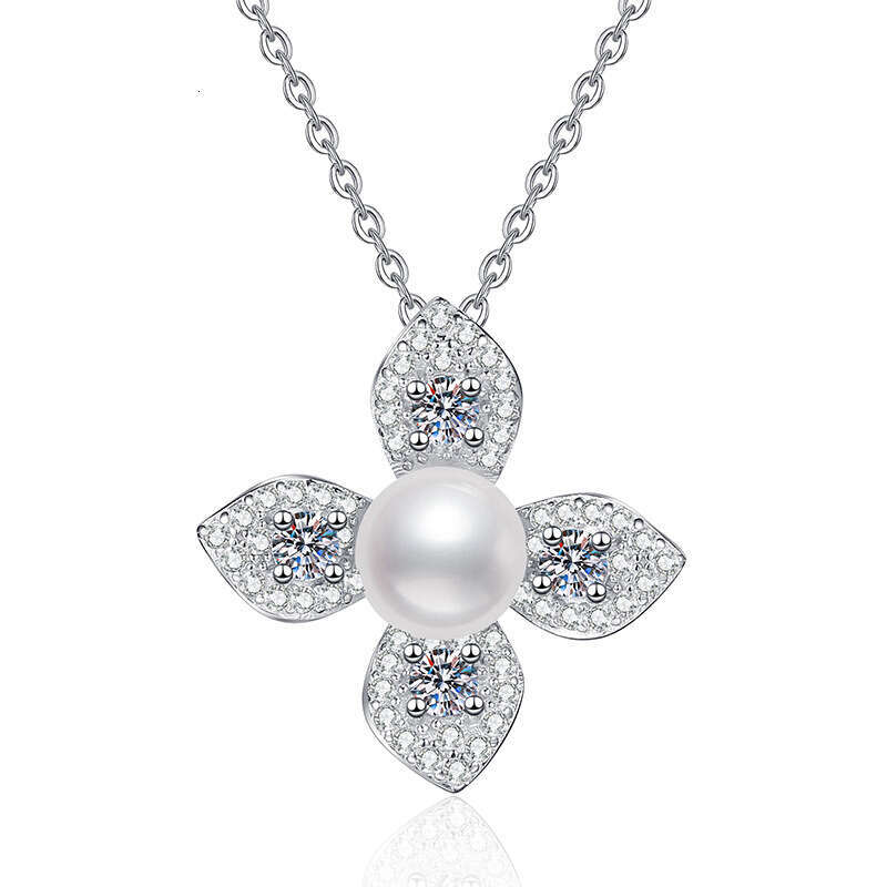 Natural FreS925hwater Pearl High-end D Color MoiS925S925anite VerS925atile Four-leaf Clover Pure S925ier Necklace for Women 05e