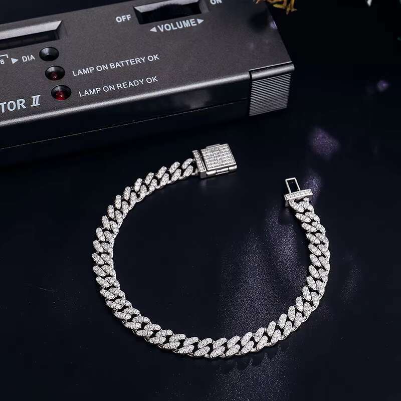 Wholesale Moissanite Cuban Bracelet Men Hip Hop Style Diamond Cuban Chain Fashion Bracelet