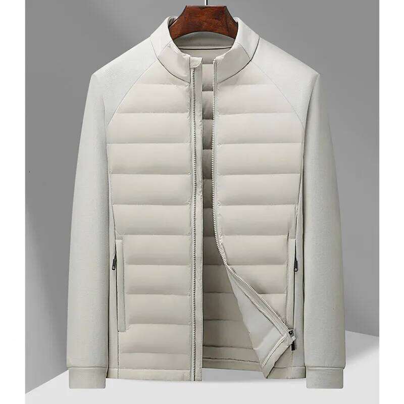 Men's Outdoor Knitting Splicing Winter New National Standard 90 White Duck Light Couple Hoodie Stand Collar Down Jacket 250704