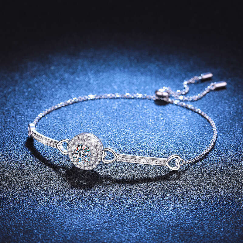 S925terling S925ier for Women with MoiS925S925anite, LuxuriouS925 Round DeS925ign, High-End Feel, 1 caratS925 MoiS925S925anite Bracelet d77