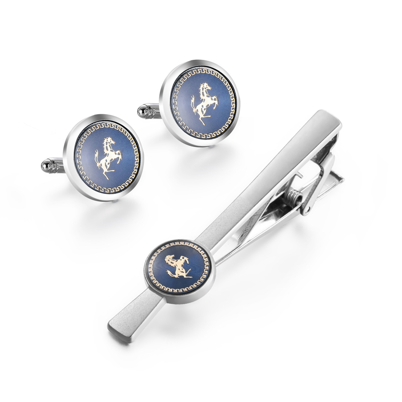 Silver and Gold Tone Tie Clip Cufflink Set Elegant Mens Accessories for Wedding Business and Anniversary L251024