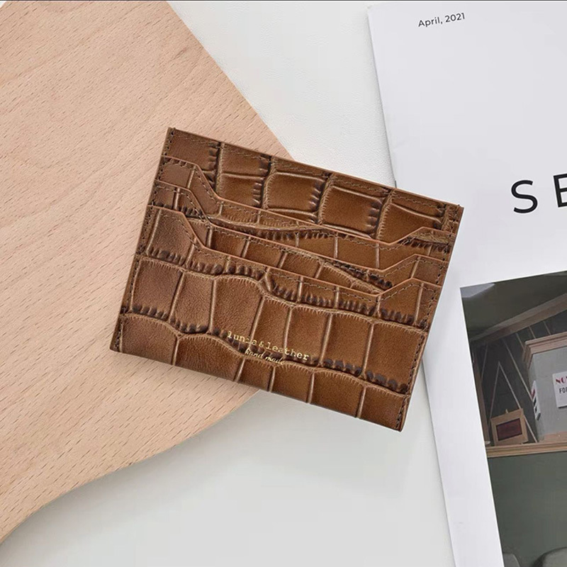 Free Shipping Designer Bag New High-end Ultra-thin One-piece Card Holder For Women Crocodile Pattern Genuine Leather Texture Driver's License Car