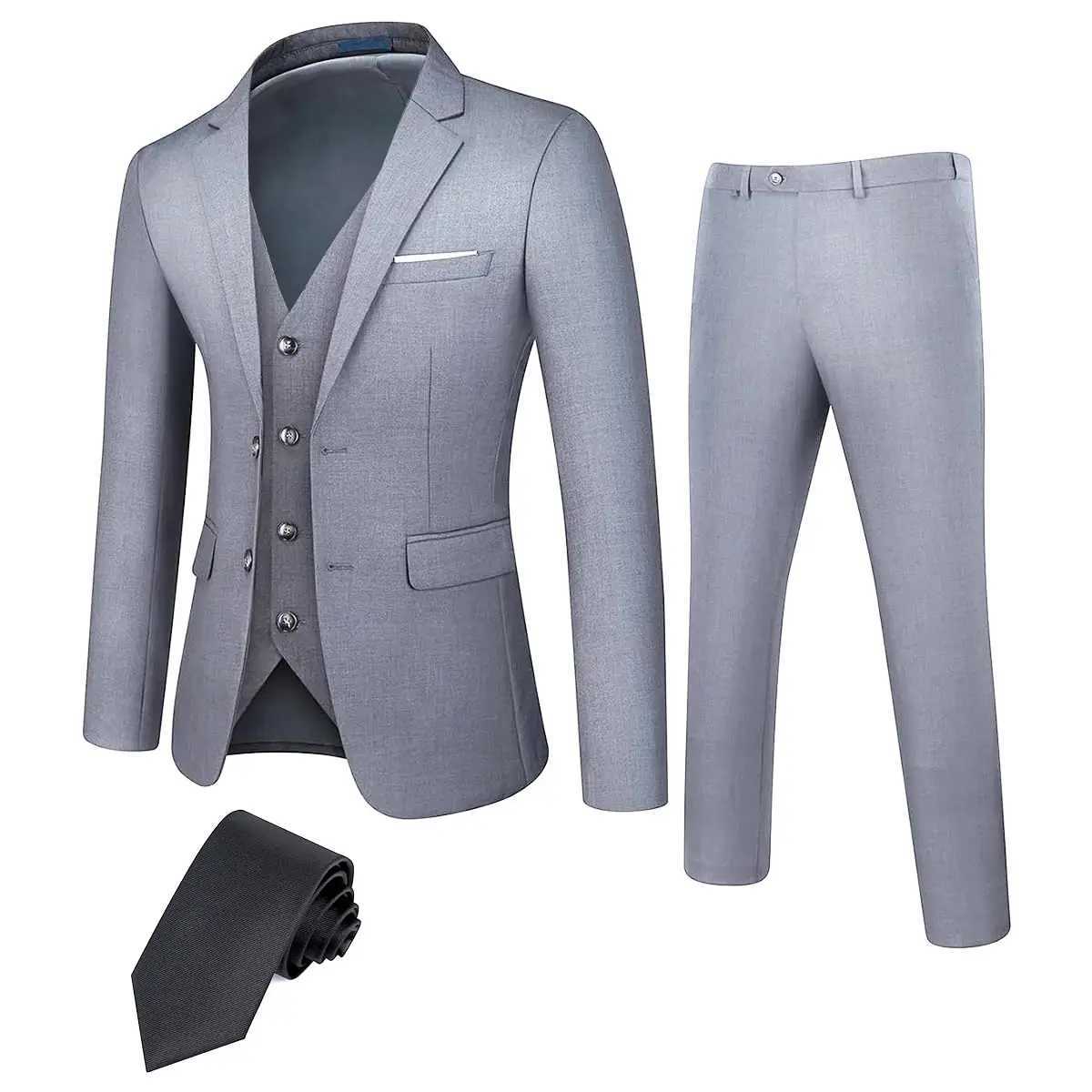 2023 Mens Business Suit Set Groomsmen Regular Fit-Tuxedo Jacket+Trousers Men Suit Set Lapel Formal Stylish Buttons Pockets X250704