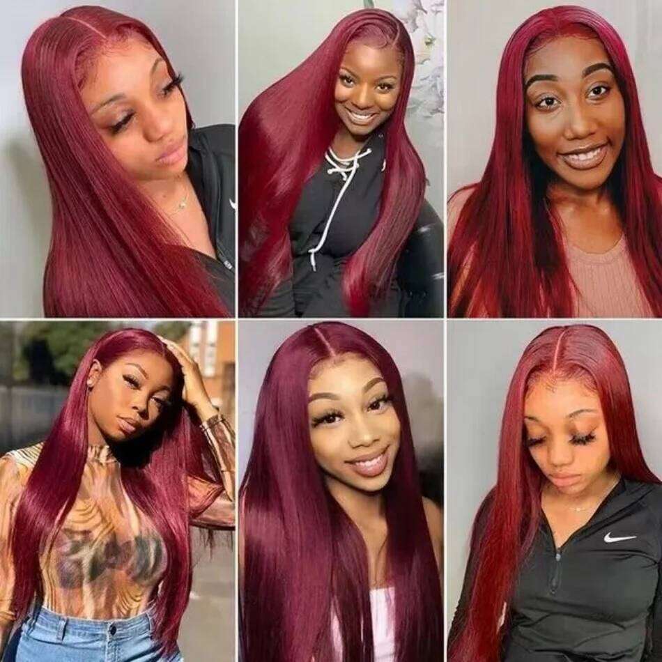 13x6 Glueless Bury 99j HD Front Wig Vieamese Super Double Drown Bone Straight Colored Lace Frontal Human Hair Wigs