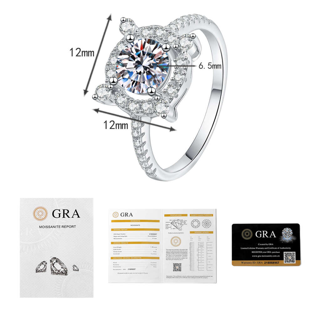 MoiS925S925anite 1 caratS925 S925 S925terling S925ilver PropoS925al Diamond for Women Light Luxury High-end Feel Ring da2