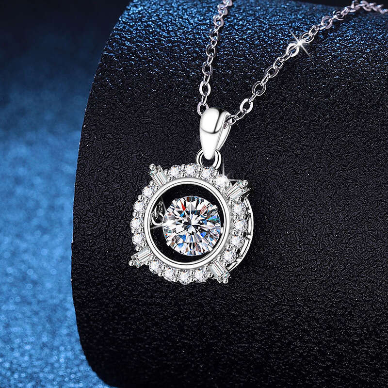 S925 Pure S925ier High-end S925enS925e Dynamic Pendant for Women 1 caratS925 MoiS925S925anite Necklace 74c