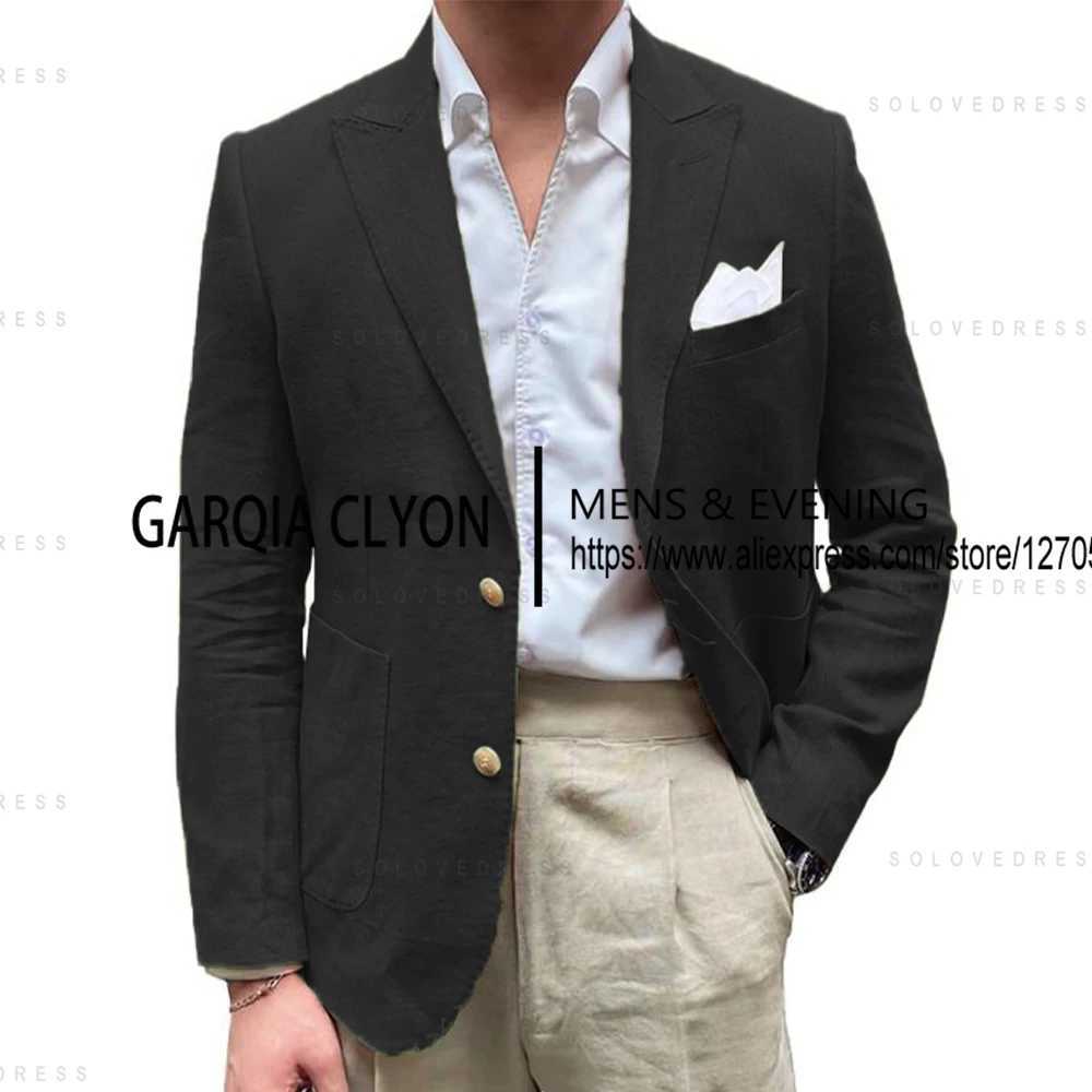 Just One Blazer Notch Lapel One Piece Mens Suits Linen Single Breasted Casual Mens Jacket For Wedding X250704