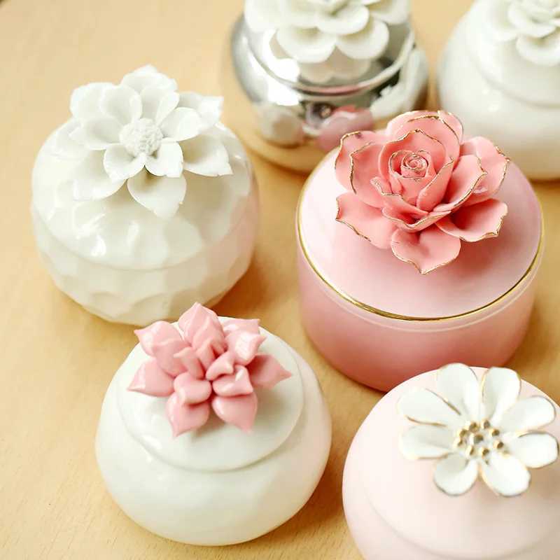 European Style Ins Hand-Painted Flower Ceramic Fragrance Jar Decoration Luxury Soy Cherry Blossom Scented Candles W250704
