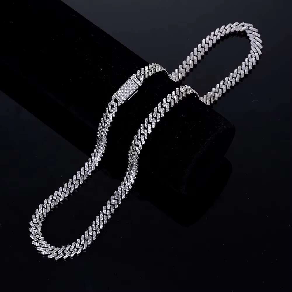 Hot Selling Fashion Hip hop Jewelry 8mm Iced Out VVS Moissanite Diamond Miami Cuban Chain Necklace