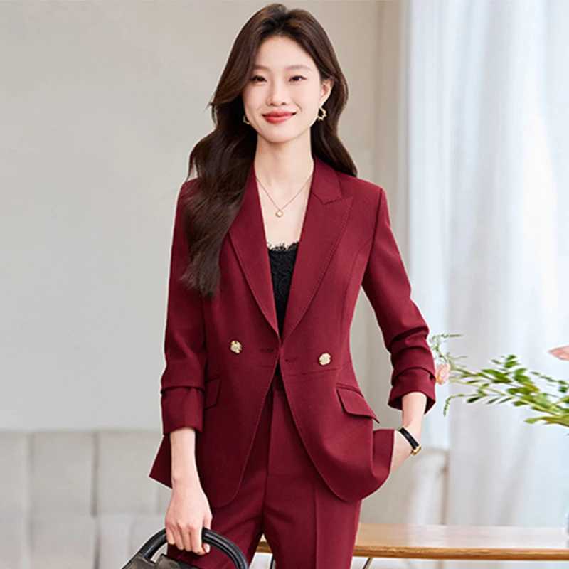 ZJYT Business Chic Formal Work Wear Jacket Pant Sets Women Elegant Blazer Suit Trousers Set Two Piece Outfit Plus Size Clothing X250704