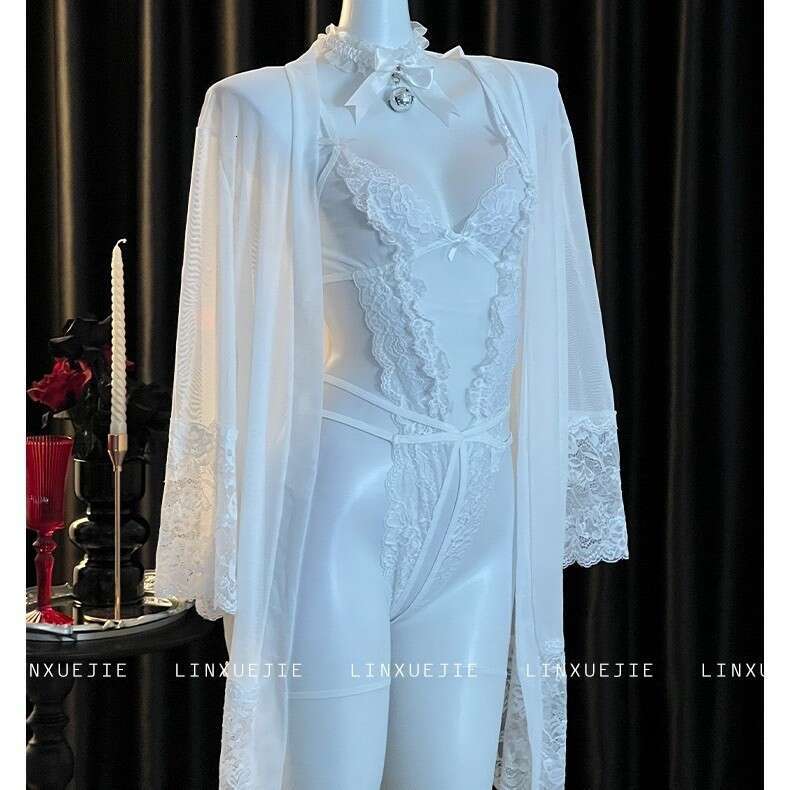 Sexy Lingerie New Sexy Lingerie Lace Bodysuit See-Through Robe Red Uniform Temptation Hollow Out Set For Women Women Lingerie