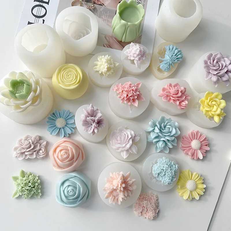 3D Candle Silicone Mold DIY Rose Flower Aromatherapy Candle Mold DIY Tools Silicone Molds for Candles W250704