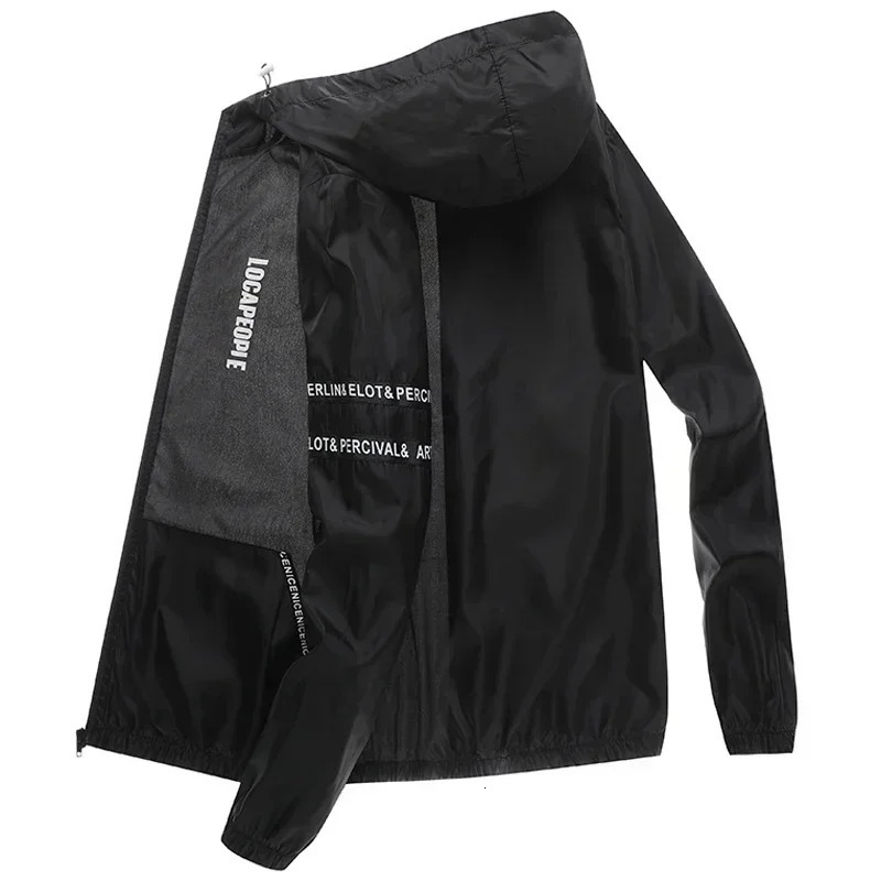 Summer Sun Protection Clothing Mens Casual Waterproof Quick-drying Bicycle Hooded Jacket Plus Size Hiking Thin Skin windbreaker 250704