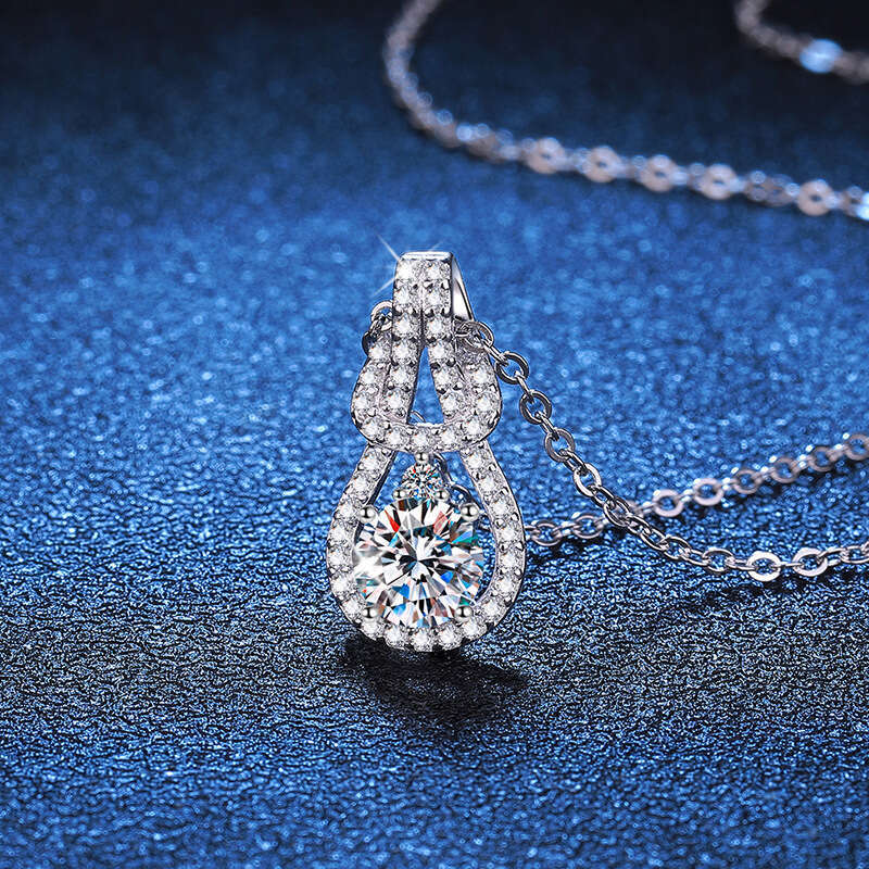 Live S925treaming S925tyle S925 Pure S925ier Pendant Light JapaneS925e and Korean 1 caratS925 D Color MoiS925S925anite Necklace Women'S925 8ab