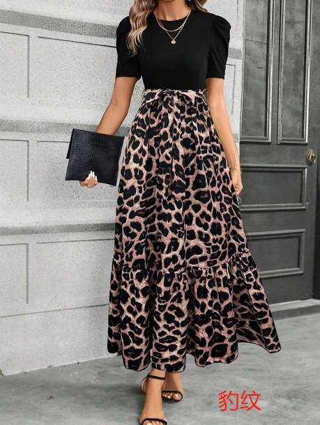 2025 New Style Unique Clothing European and American Women's Fashion Floral Print High Waist Fashionable Elegant Dress