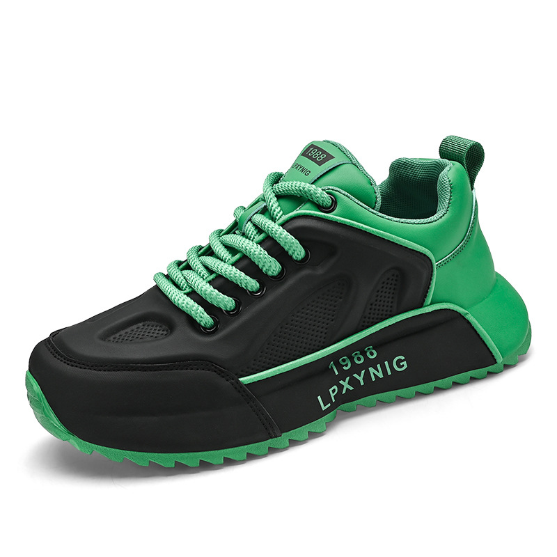 Free shipping casual shoes men plus size sports shoes trendy running shoes black green