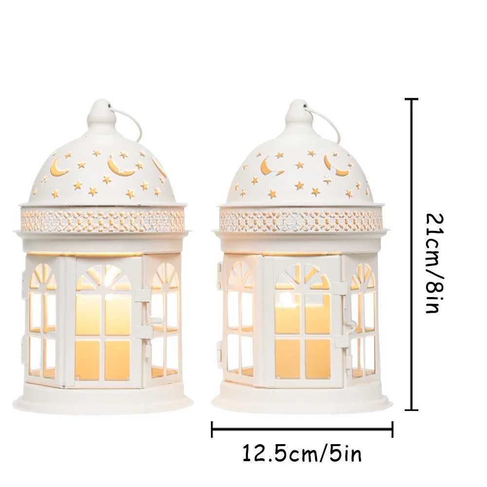 2Pcs Vintage Candle Holder Lanterns White Black Lantern Metal Hanging Candleholder for Indoor Outdoor Weddings Home Decor W250704