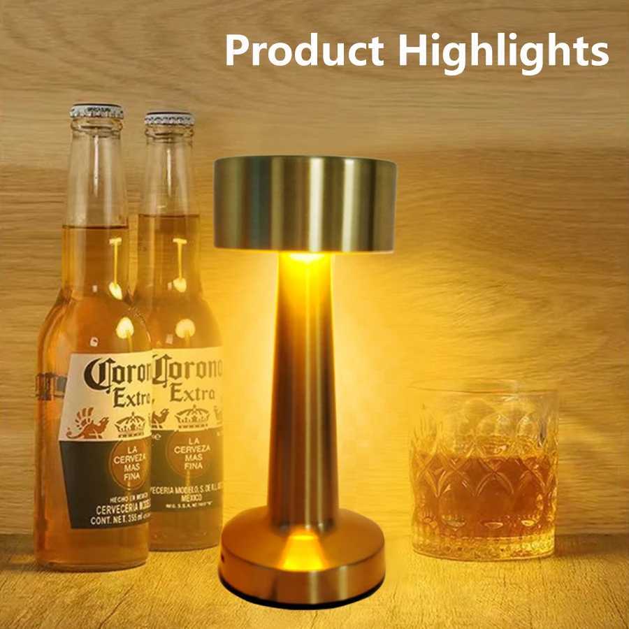 Rechargeable LED Table Lamp Retro Night Light Desk Bar Coffee Dining Room Home Decor Wireless 3 Colors Dimmable Touch Switch XJ250703